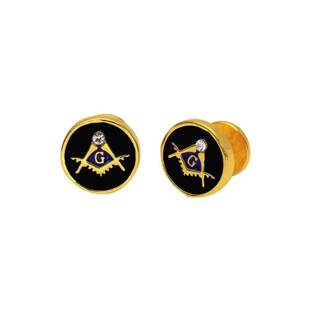 Masonic Symbols Crystal Cufflinks Freemason Logo Sleeve Nail Gold Silver Colors Mens Jewelry With Free Shipping