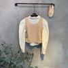 C S In The Room Women Puff blouSe + Cable Knit Crop veSt 3 ColorS