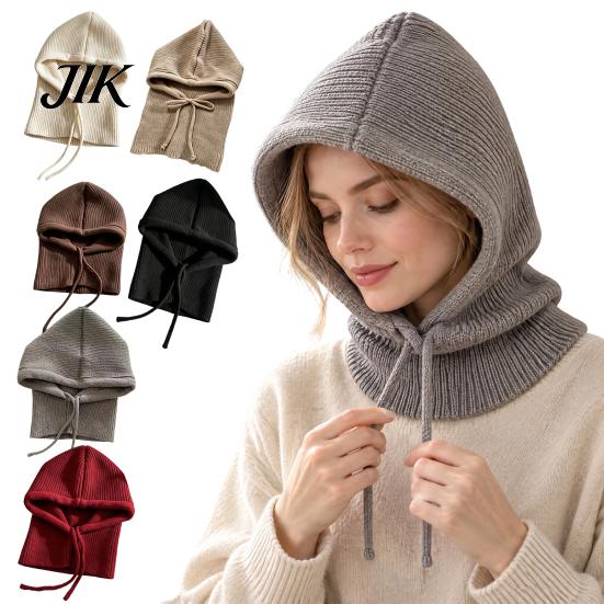 Windproof Winter Cap for Women Knitted Balaclava Cap, Warm Woolen Hat ,Adjustable Gift Her Drawstring Thermal Neck Warmer Outdoor Sports Cycling