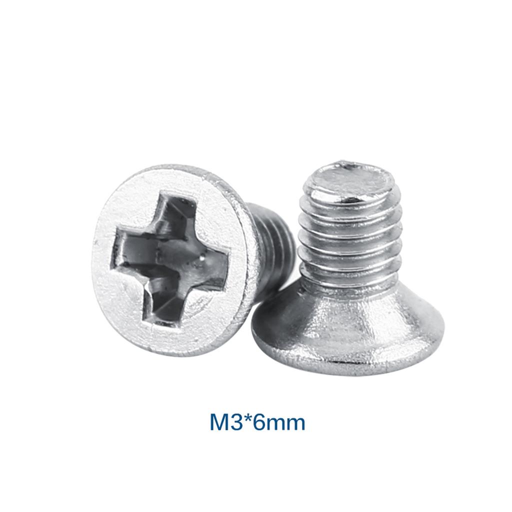100pcs Bag Flat Head SS304 Machine Countersunk Screw Fastener Repair Tool Accessory M3*4