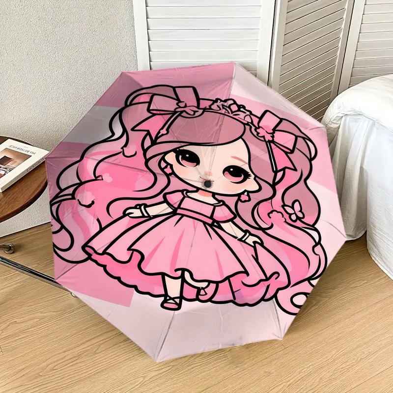 1pc Pink Princess Pattern Umbrella Design Automatic Opening and Closing Umbrella, High-quality Travel Umbrella,  c1128274