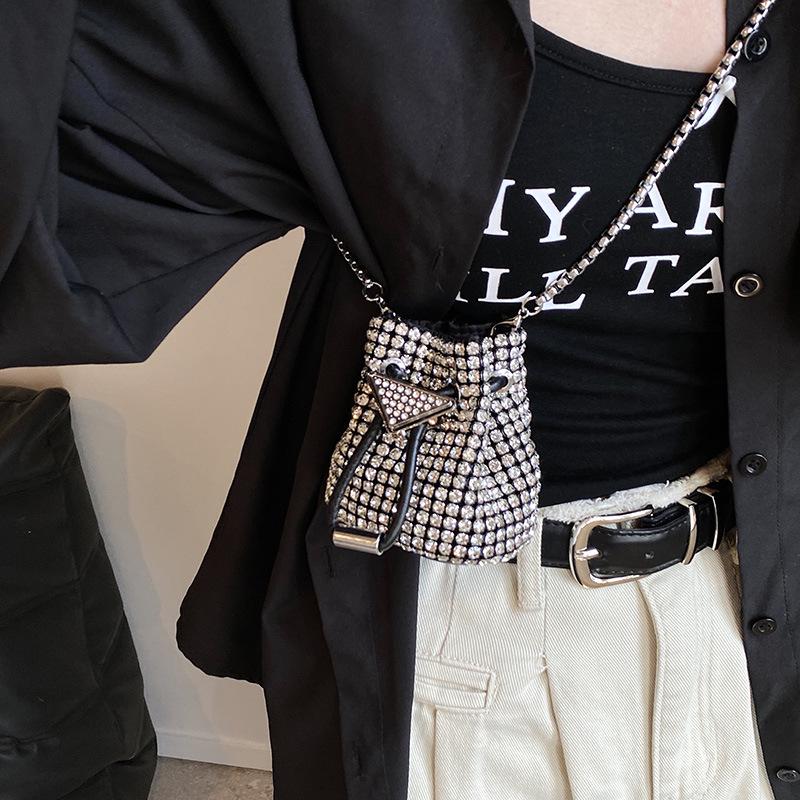 Bohemian Rhinestone Mini Crossbody Bag - Versatile Fashionable Handheld Drawstring Bag 2024