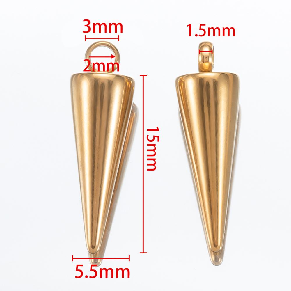 10PCS Stainless Steel Cone Bullet Choker Charms Spike Beads Pendants for Women Man Hoop Earring Necklace Jewelry Making Supplies