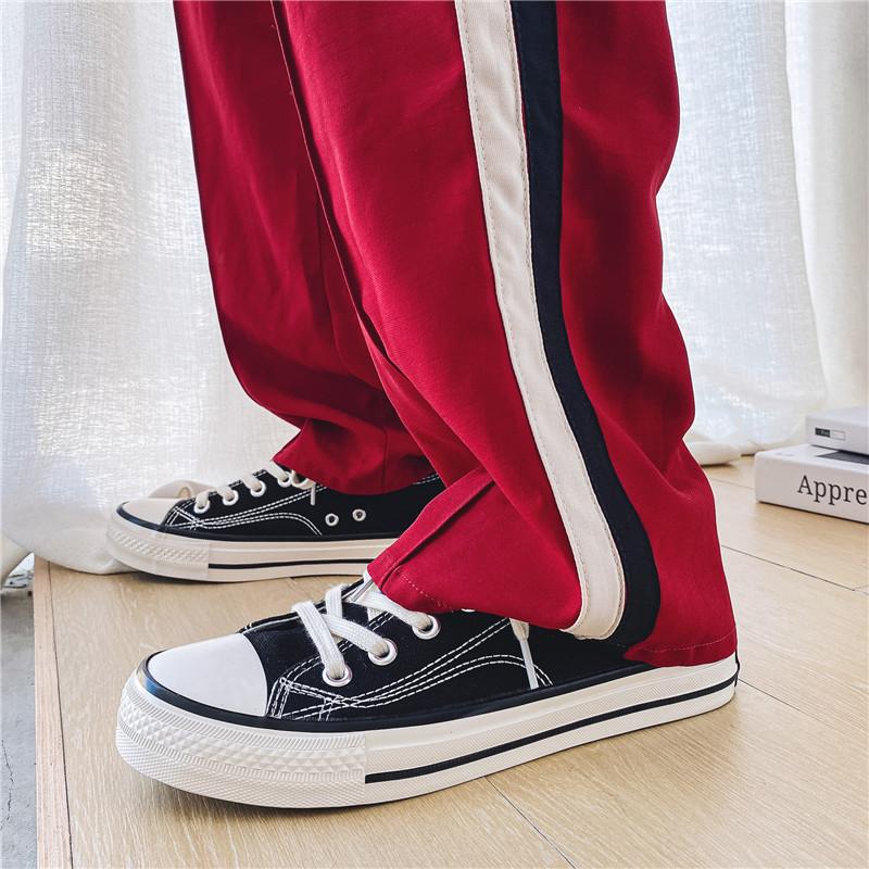 Spring burgundy low-top canvas shoes men's classic men's and women's board shoes Korean version versatile trend casual shoes men's