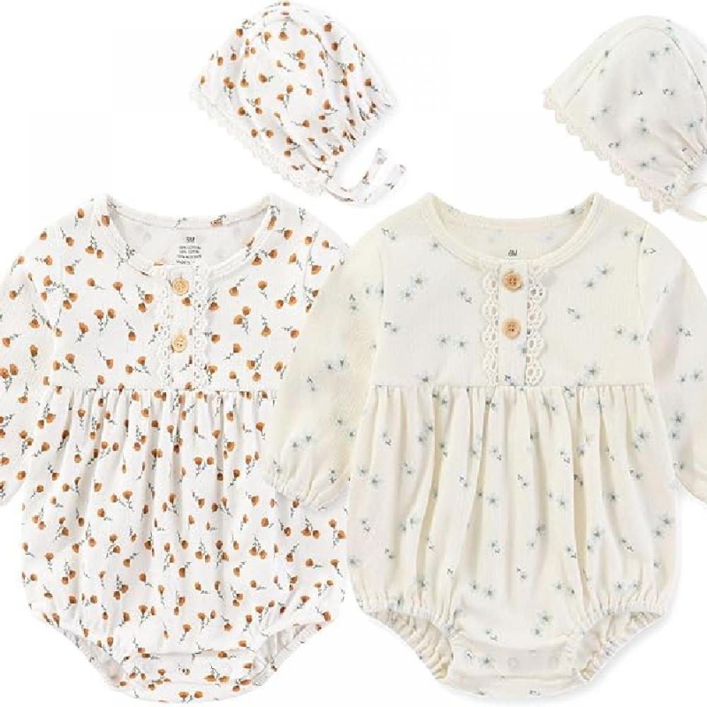 

Kiddiezoom Baby Cute Fashion Girl Baby комбинезон + шапочка из мягкого хлопка для новорожденных 0-2 лет 6M