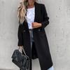Elegante giacca lunga da donna con colletto, manica lunga, bottoni, soprabito invernale per ufficio
