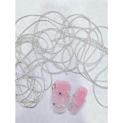 50cm DIY Nail Art Ultra-Dünn 0,8mm Breite Silber Gold Farbe Perlenkette, Nagelzubehör Nägel Nagelanhänger Nail Art Dekoration