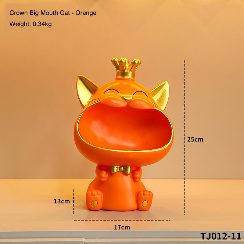 Krone Großer Mund Katze Ornament Freudvolle Reichtum Anziehung Katze Schlüsselaufbewahrung Ornament Haus Schreibtisch Dekoration Einweihungsgeschenk