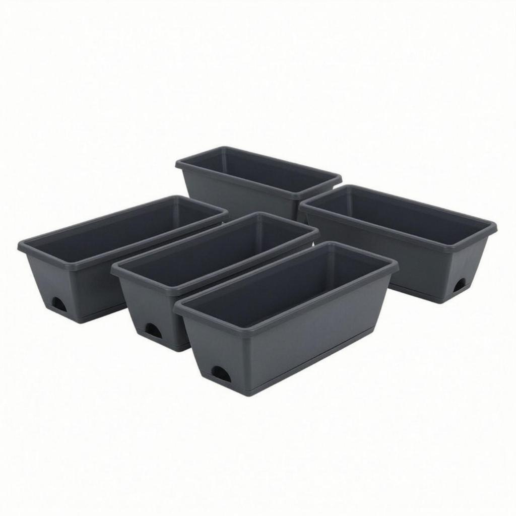 5 Pieces Rectangular Planter with Tray Long-Lasting Trough Drainage