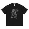 American Dragon Cartoon Print Crew Neck T-Shirt, Unisex Loose Fit Half Sleeve