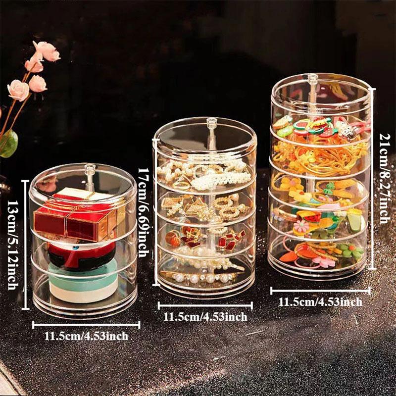 Multi-layer Transparent Rotating Jewelry Storage Box Jewelry Storage Box Hair Rope Hair Ring Hairpin Jewelry Display Stand