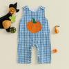 Infant Summer Halloween Ghost/Pumpkin Embroidered Sleeveless Romper