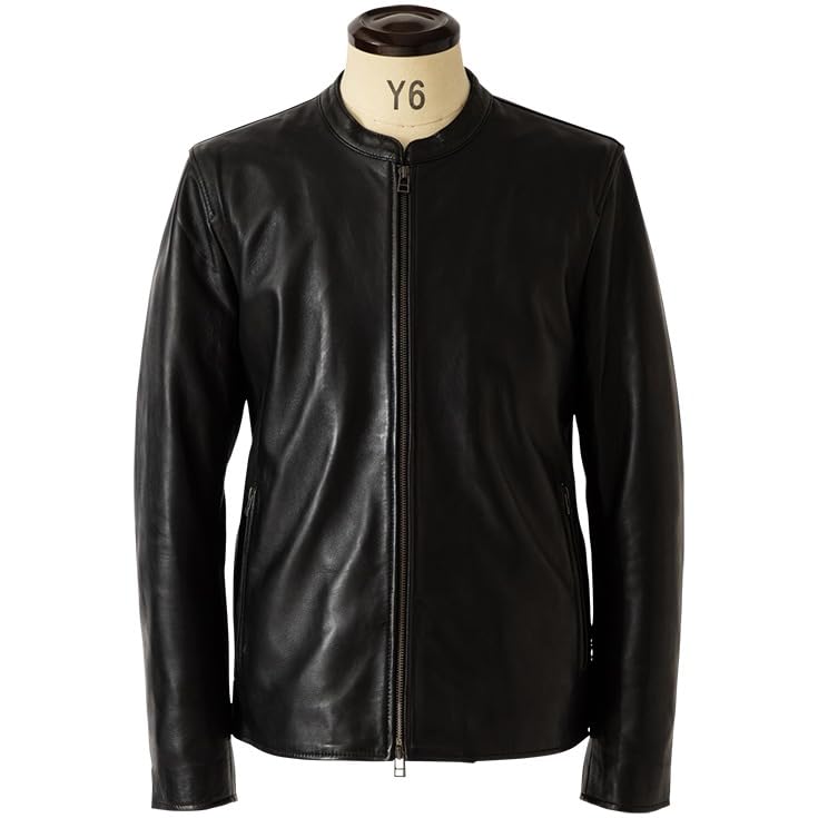 LIUGOO Genuine Leather Single Rider Jacket LIUGOO SRS12B S Size Black Men's