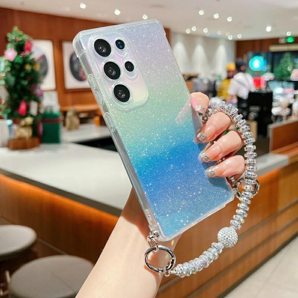 Für Samsung Galaxy S25 Ultra Hülle Gradient Glitter TPU Schutzhülle mit Handschlaufe