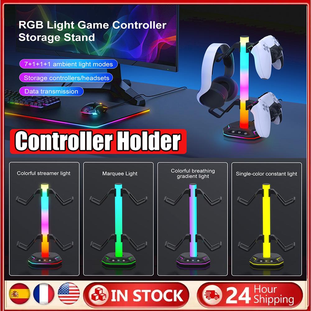 Kopfhörerhalter Spielcontroller-Halter PS5 RGB Headset-Ständer 9 Lichtmodi Controller-Halter für PS5/PS4/Xbox/Switch Pro
