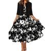Damenkleid mit floralem Print, Kurzarm-Cardigan und rosa Rosendesign