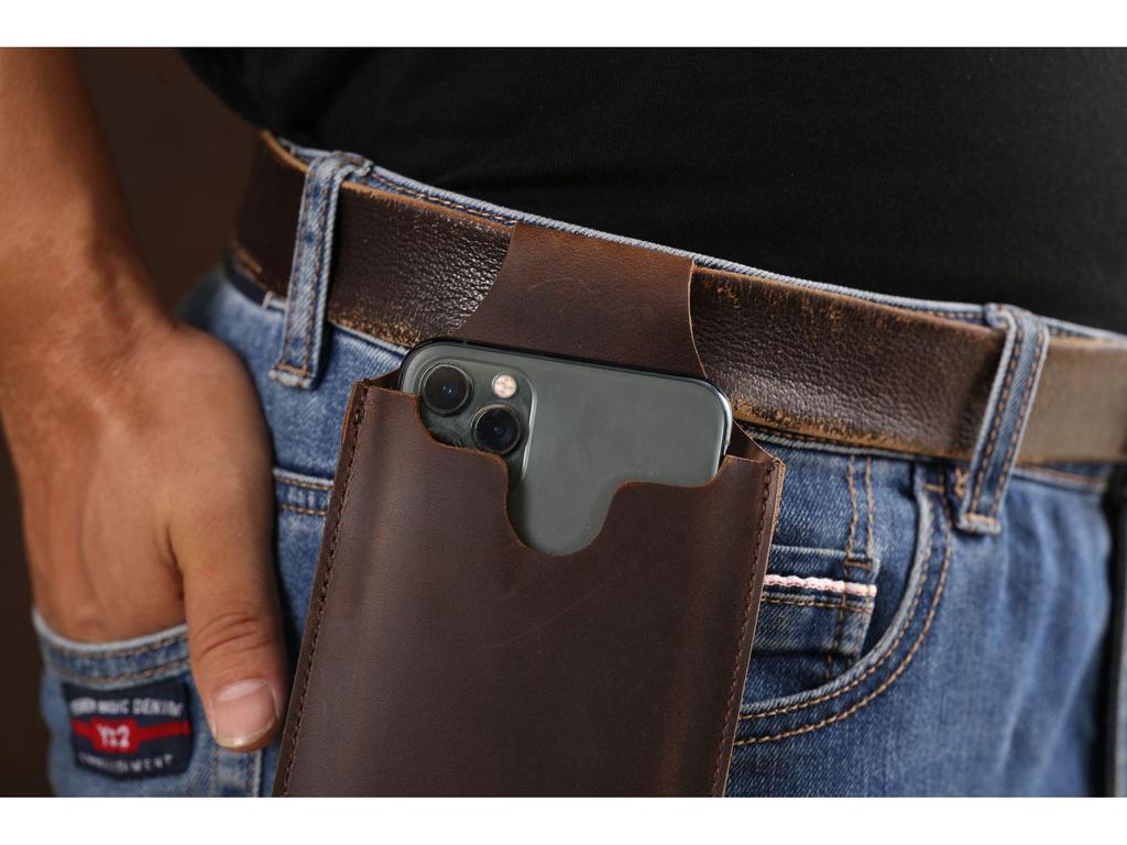 Genuine Leather EDC Tactical Phone Pouch - Men's Outdoor Waist Protective Case