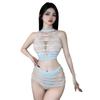 Sexy underwear Sexy perspective chest wrapping stripes Skinny hollow chest clothes Transparent mesh seduction