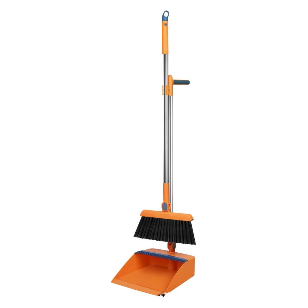 Folding Broom & Dustpan Set - Large, Thick, Non-Stick Hair Sweeper for Bathroom Cleaning