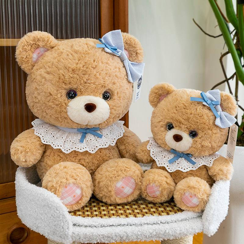 Cute Plush Cream Puff Bear & Little Rabbit Pillow Doll - Children's Birthday Gift