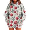 Ladies' Christmas Printed Bow Long Sleeved Loose Fitting Headband With Rope Hooded Sweatshirt Top