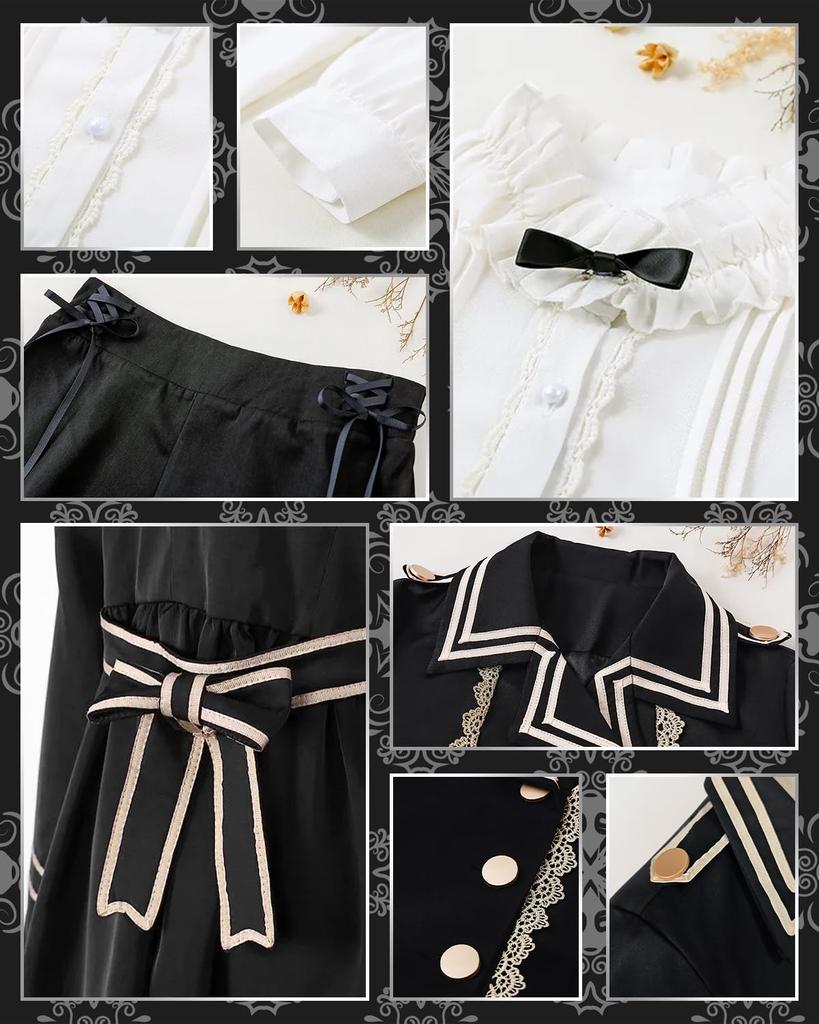 JIURUN Lolita Gothic Lolita Military Halloween Anime Mori Girl Trench Gothic Cute Costume, Uniform, Cosplay, Cosplay, Lolita, Coat, Shorts, Blouse,