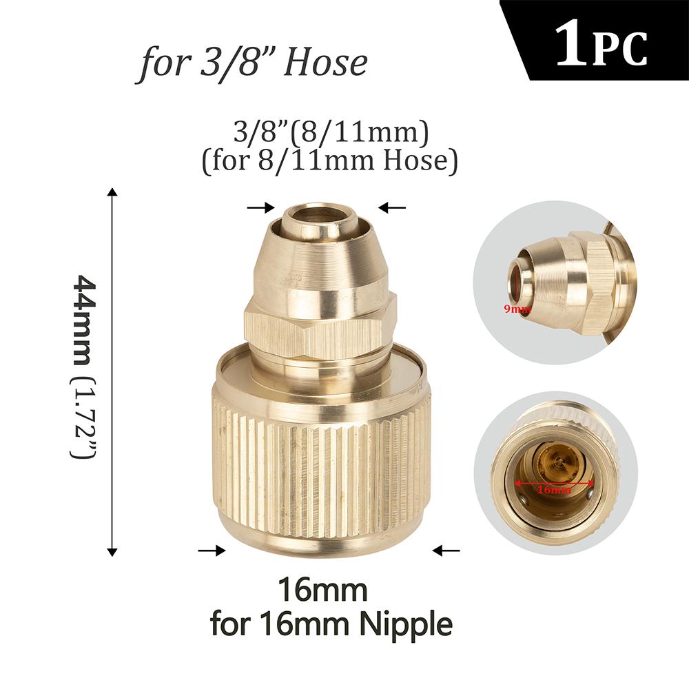 Brass Garden Hose Quick Connector Water Pipe Tap Adaptor Fitting for 1/2"3/4"3/8"1/4" Irrigation Tube Water Stop Repair Joints