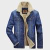 Casual denimjakke for menn: Bomullspolstret, stor størrelse, pluss fløyel, multilomme, lammeskinnsstil