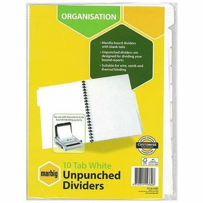 Marbig Ongeloken Tabbladen A4 (Wit) (10 Tab)