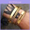 Geometric Stainless Steel Men Women Bracelets With Roman Letter Bead Design For Travel Gift