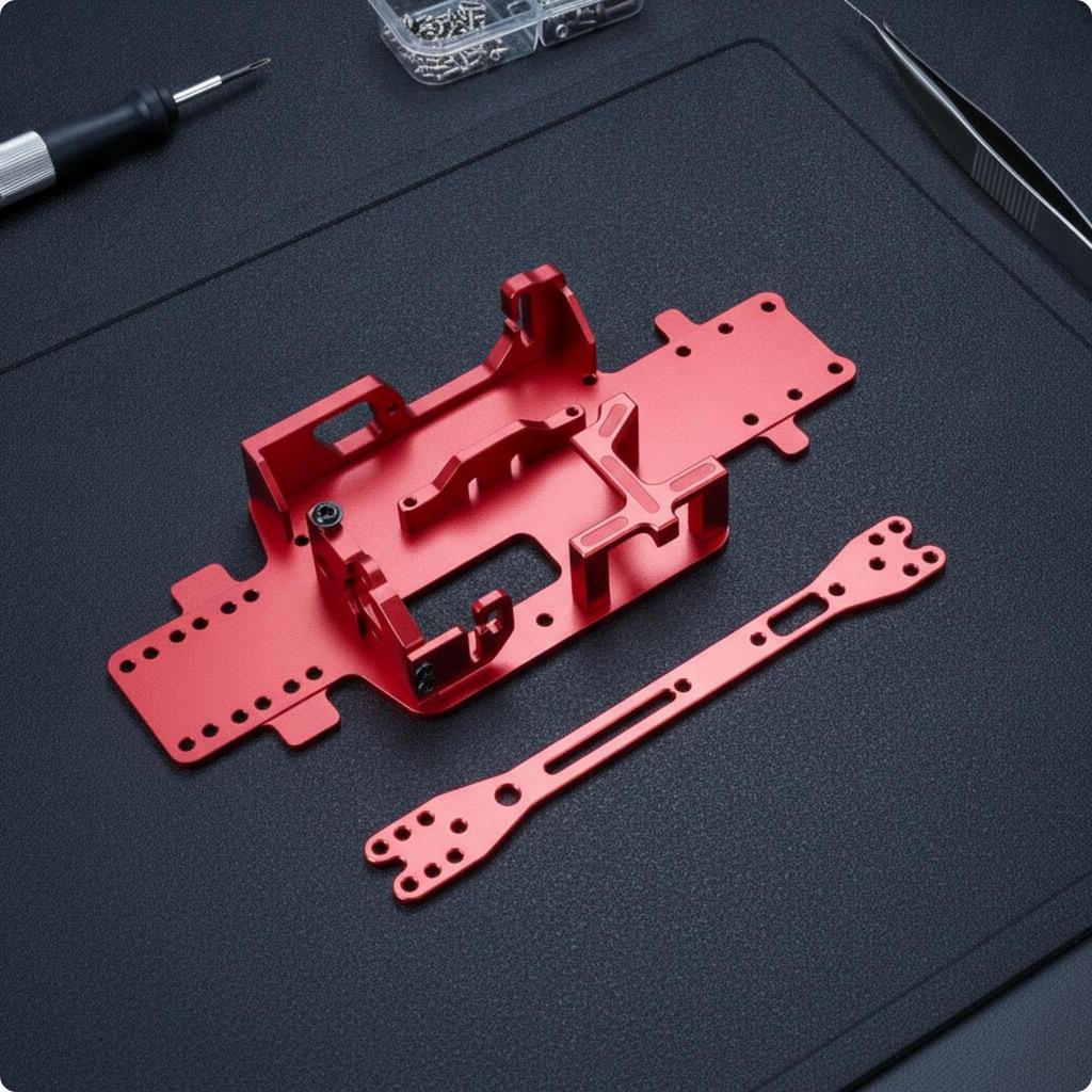 RC Car Anodized 1/28 Aluminum Chassis Rigid