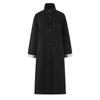 Womens Fall Winter Vintage British Stand Collar Single Breasted Loose Long Minimal Trench Coat