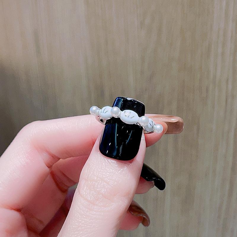 Dopamine White Shell Pink Oil Drop Bow Open Ring Female Niche Design Ring Index Finger Ring