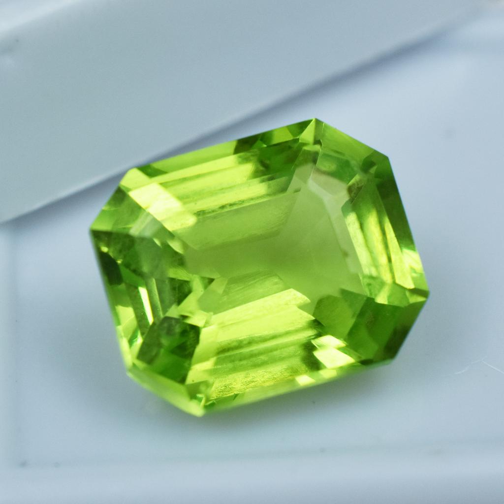Sttuning Emerald Cut 9.80 Ct Natural Peridot Green CERTIFIED Rare Loose Gemstone AR-1409