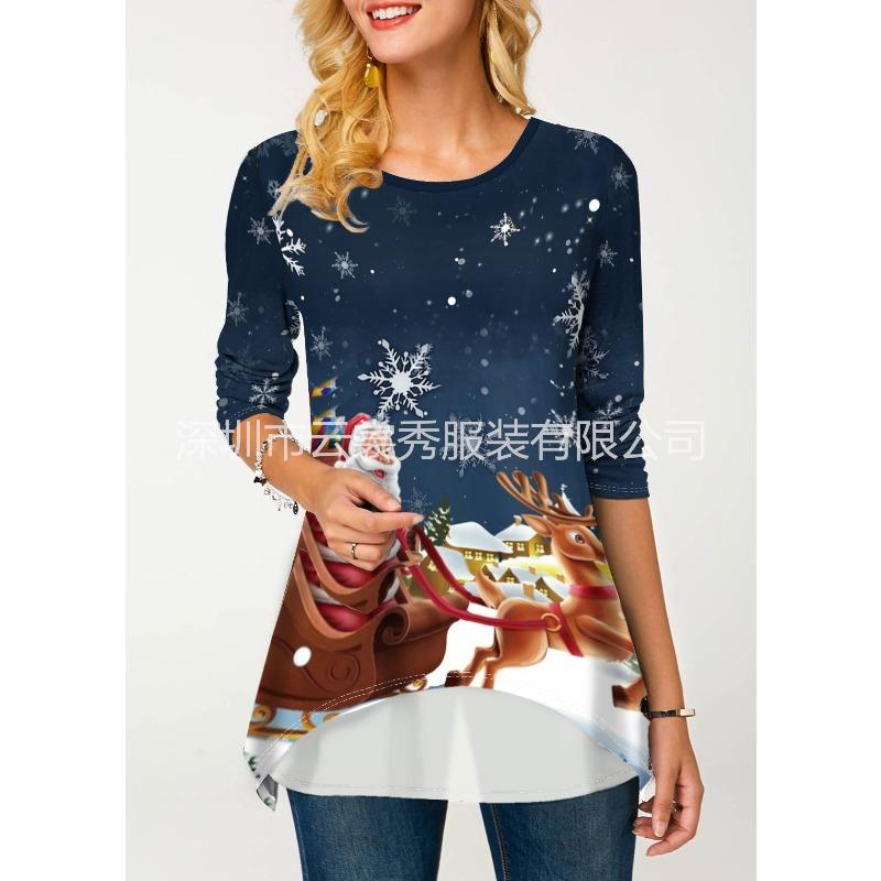 IHUASU Women's Fashion Casual Long Sleeve O-Neck Blouses & Shirts