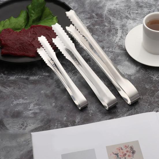 Stainless Steel Ice Tongs Small Lightweight Tongs Thickened Ice Clip Multifunctional BBQ Clip Ice Bucket