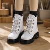 LugSole Doll Boots with Lugged Outsole | Raised Heel, Fashion Boots, Glossy Finish Black