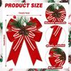 3 Pcs Christmas Burlap Plaid Bow with Pine Cones Pine Needles Xmas Checkered Ribbon Bow for Christmas Indoor Outdoor Farmhouse