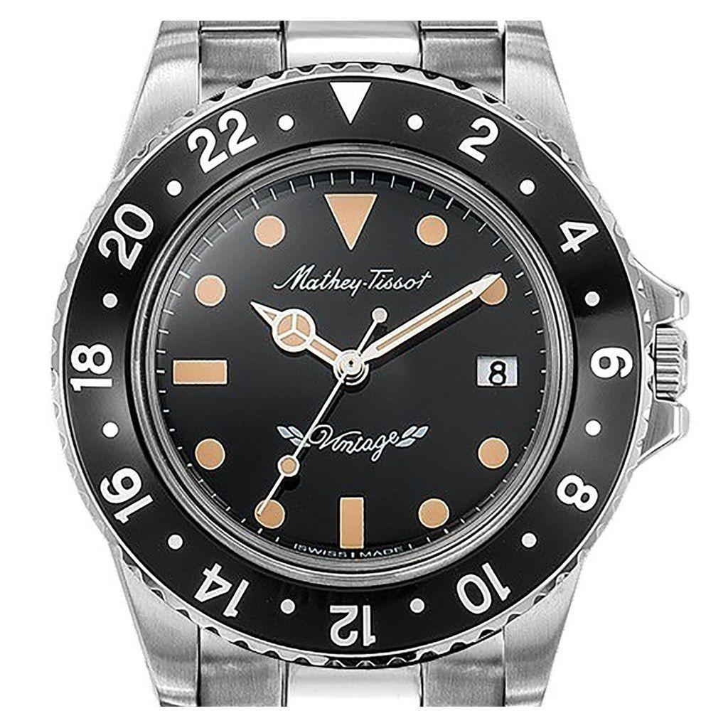 Mathey-Tissot Mathy Vintage Stainless Steel Black Dial Quartz H900AN Men's Watch