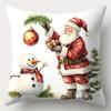 4pcs Set, Christmas Pillowcase, Christmas Tree, Snowman, Santa Claus Pillowcase, 17.7"*17.7", Single-sided Print, Christmas Deco