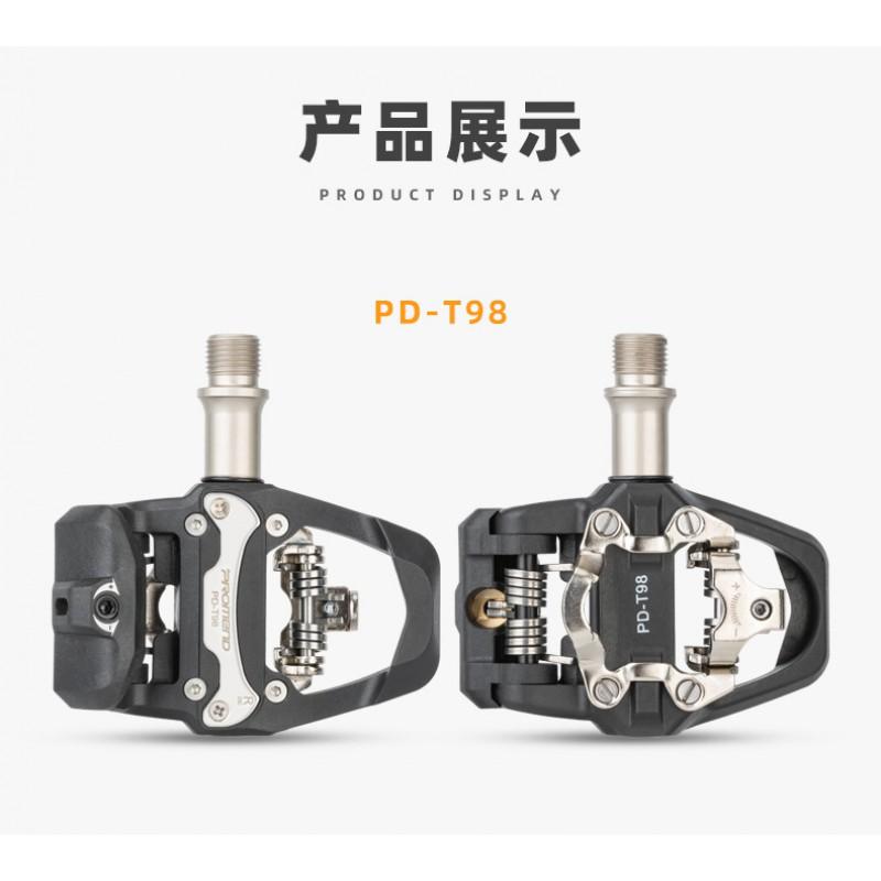 PD-T98 Dual-Use Mountain Road Bike Clipless Pedals With Nylon Body Aluminum CrMo Steel Spindle Sealed Bearing