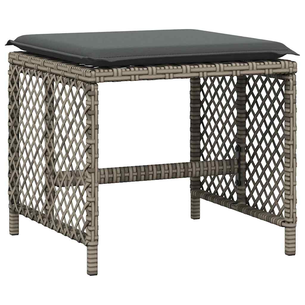 Vidaxl 9-Cz. Garden Furniture Set With Cushions, Grey, PE Rattan