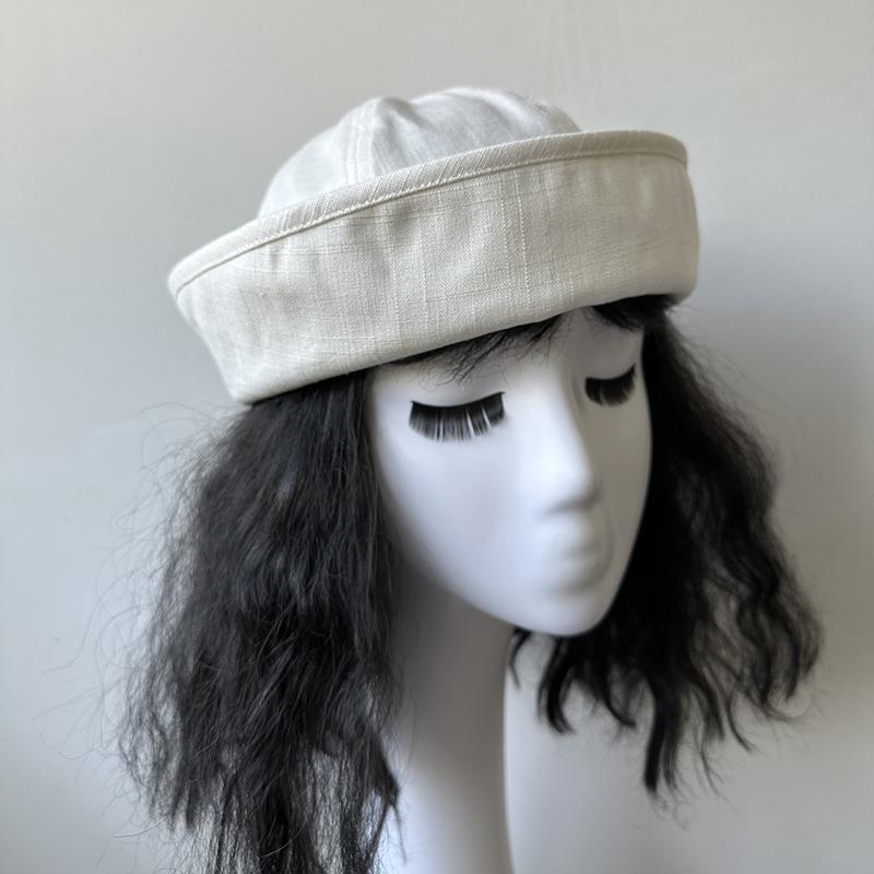 

Summer Linen Navy Sailor Cap Women Girls JK Cute Red White Check Beret Blue-white Gingham Fashion Hat Cosplay Nurse s Cap 55-58cm білий