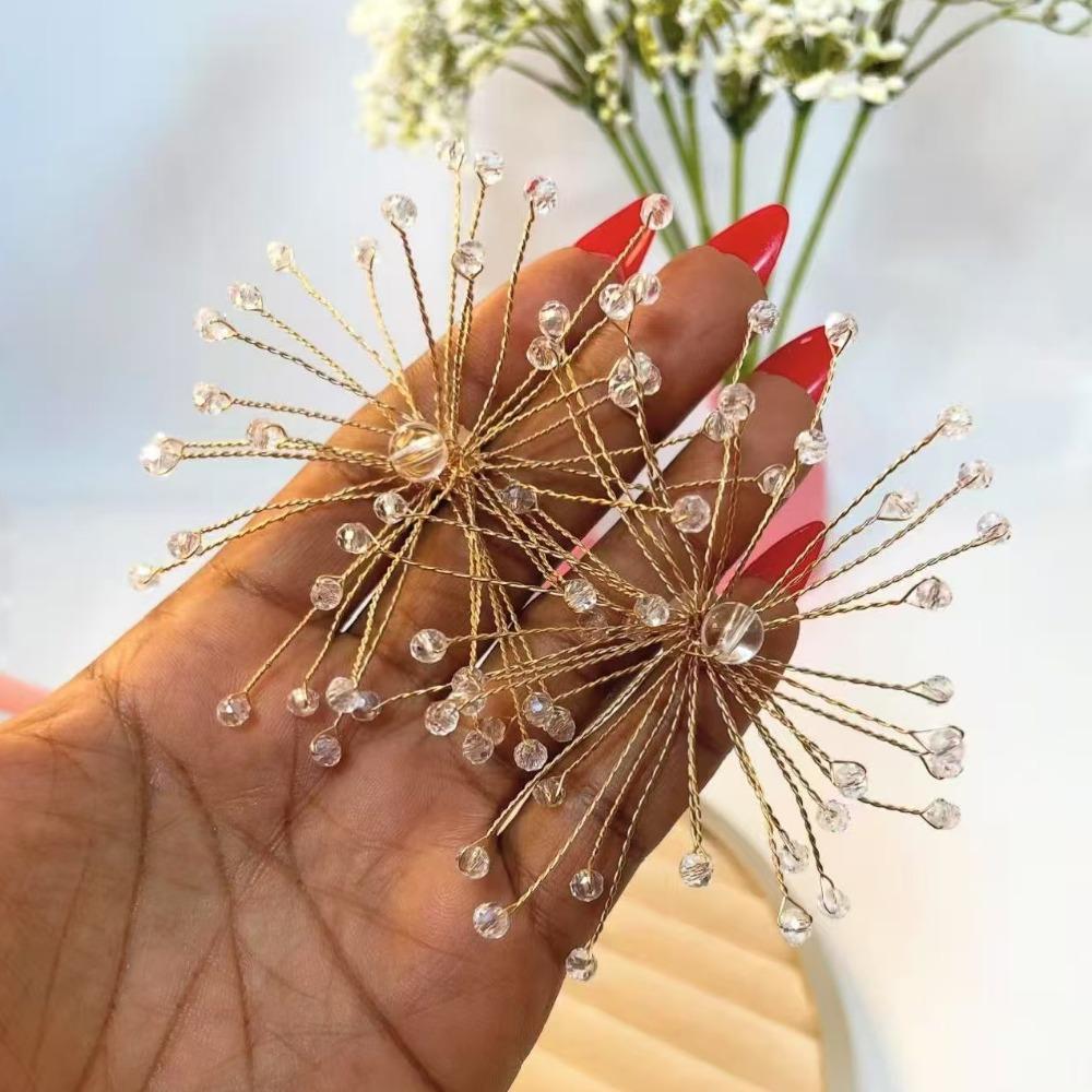 Bridal Jewelry Snowflake Earrings Women s Accessories Sparkling Exaggerated Ear Studs Beaded Crystal Earrings Bridal Accessories