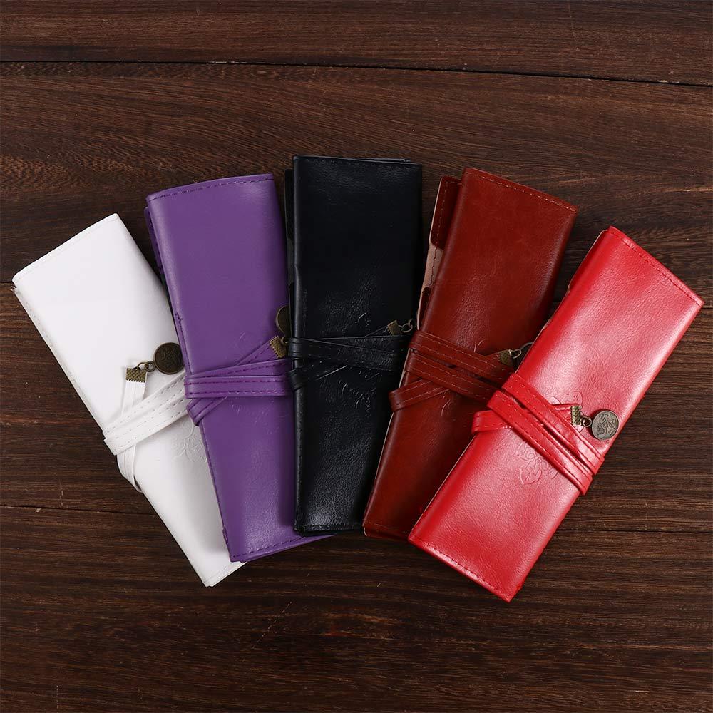 Organizator Retro Pentru Fete Piele PU Geantă Rulou pentru Creioane Toc de Creioane Vintage Geantă pentru Cosmetice Geantă Rulou pentru Pixuri