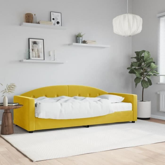 VidaXL Lit de jour avec matelas jaune 80x200 cm velours 3197275