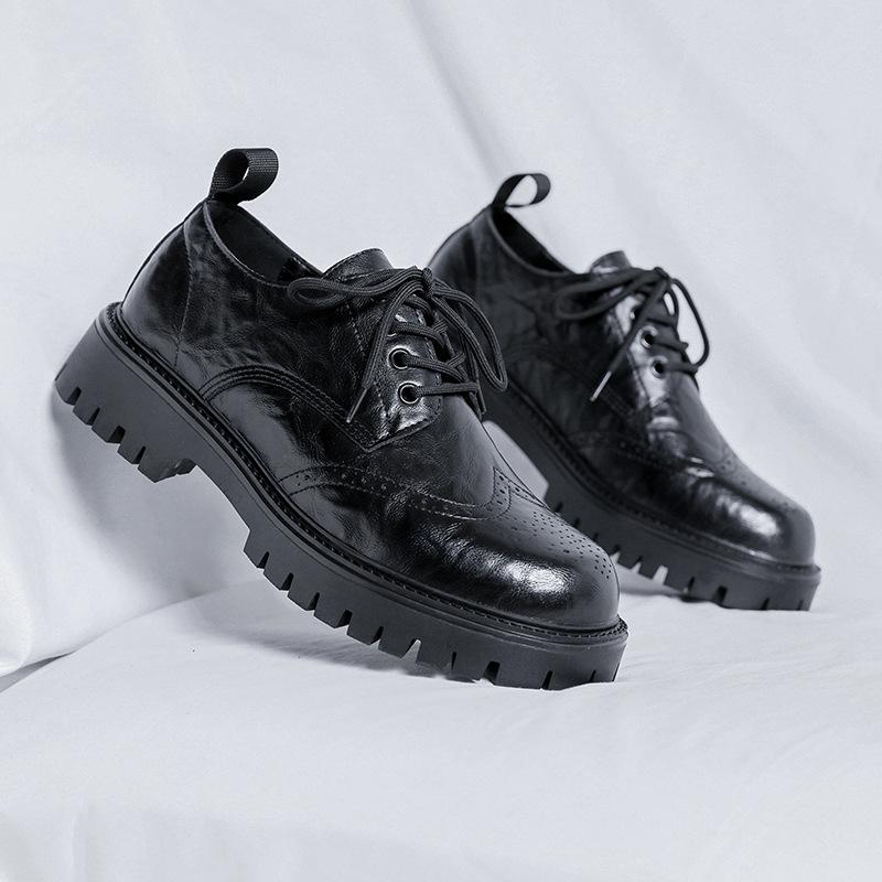 Leather Shoes Men's Summer New Men's Block Casual British Style Trend Business Big Head Platform Shoes 6406-R
