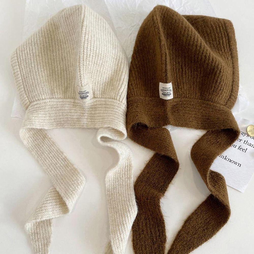 Neckerchief Balaclava Skullies Caps Soft Knitted Beanies Hats Winter Scarf Hat  Girls