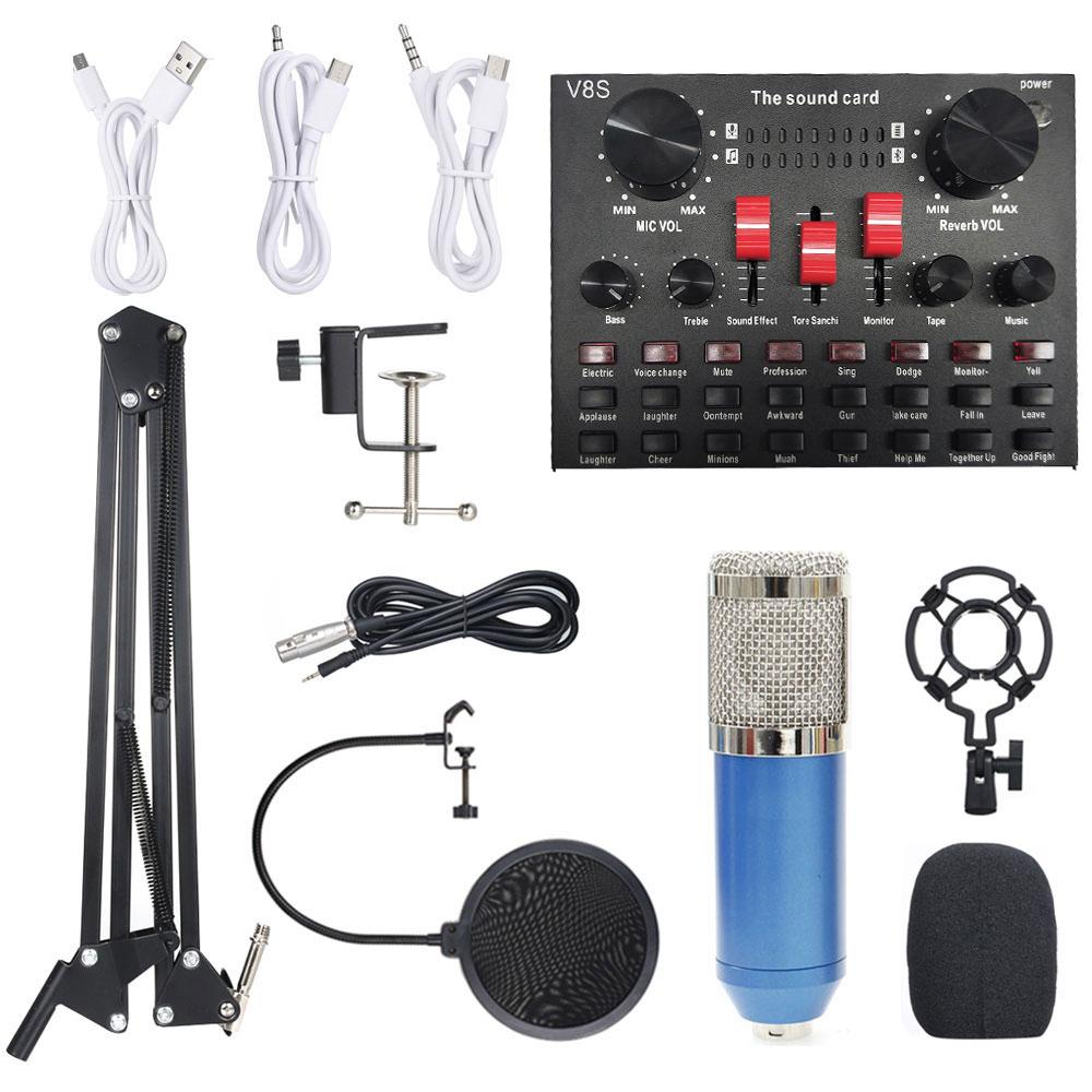 Multifunksjonelt Live Sound Card BM800 Mikrofonsett Lydopptaksutstyr (Gull)