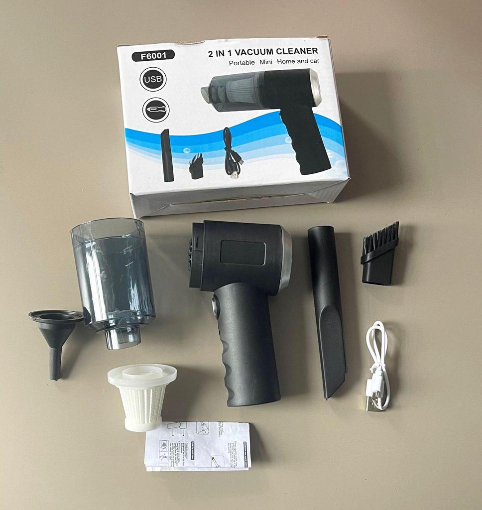 Portable High-Power Rechargeable Car Vacuum: Compact, Multi-Function with Blowing, Suction, and Lighting Features